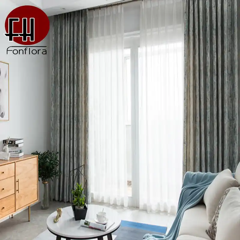 Jacquard Chenille Fabric Curtains For Living Room Blackout