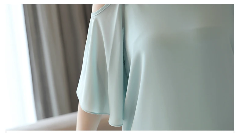 Женские кофты открытыми блуза для женщин плечами Топ женская Блузка белая шифоновая Рубашки блузка короткие 4386 50