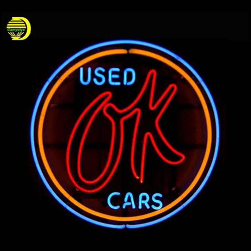 Подержанные автомобили OK неоновая вывеска для магазина неоновые лампы Настоящая