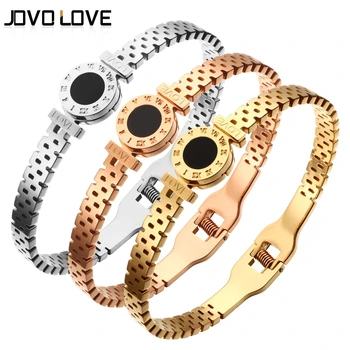 

MSX Vintage Love Bangles Gold Silver Stainless Steel Bangles Roman Numerals Design Round Black Resin Bangles Bracelets For Women