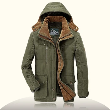

Plus size 6XL Brand parka men Winter jacket warm thick fleece AFS JEEP military jacket Cotton-Padded Jacket mens parka coat