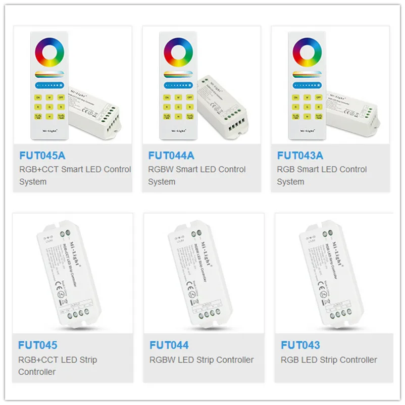 

Milight RGB RGBW RGB+CCT LED Strip Controller Smart LED Control System FUT043 FUT044 FUT045 FUT043A FUT044A FUT045A DC12V~24V