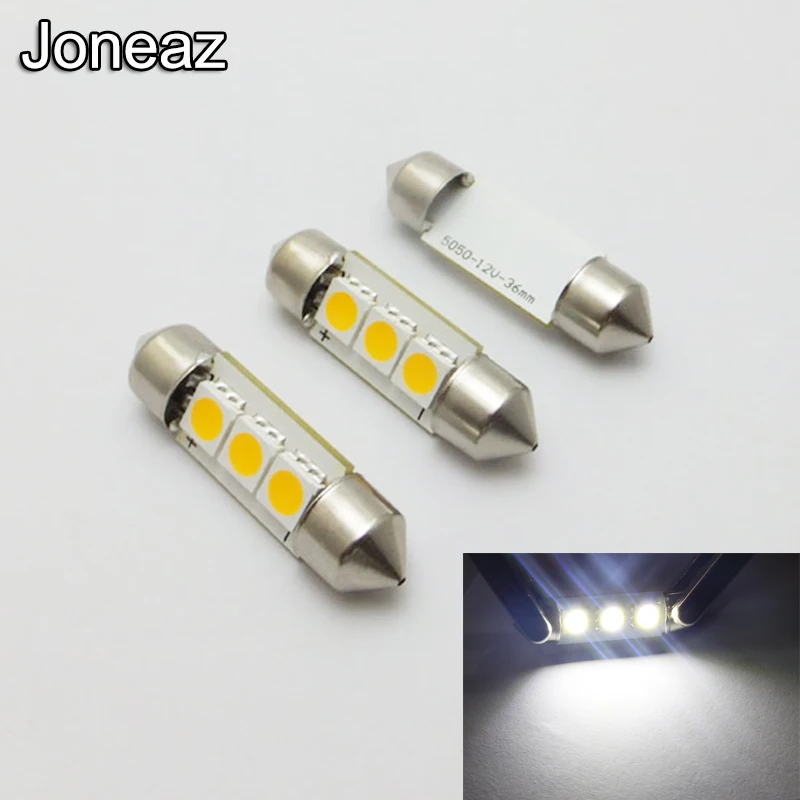 Joneaz 20x led 12 В 24 В Авто Грузовик светодиодная гирлянда света C5W 36 мм 1 Вт Canbus Ошибка бесплатная купола лампа настольная лампа 5050 ЛАМПЫ