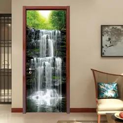 Водопад пейзаж настенная живопись ПВХ настенная наклейки DIY Гостиная Спальня Водонепроницаемый двери стена статьи Home Decor современный 3D