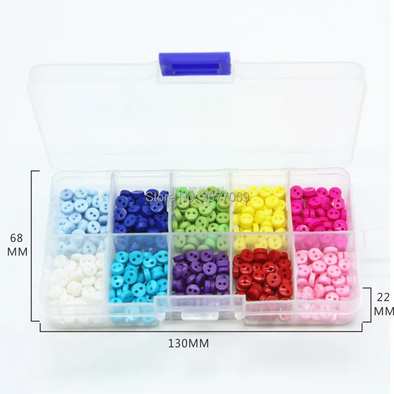 

Set of 1000pcs(with box) 6mm Round Resin Mini Buttons Sewing 2 Holes Tiny Doll Button For Scrapbooking Cardmaking