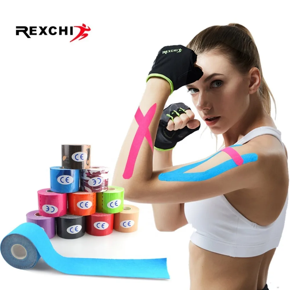 

REXCHI Elastic Sports Safety Tape Roll with Box Muscle Adhesive Bandage Protective Gear Knee Elbow Brace Support 5cm*5m