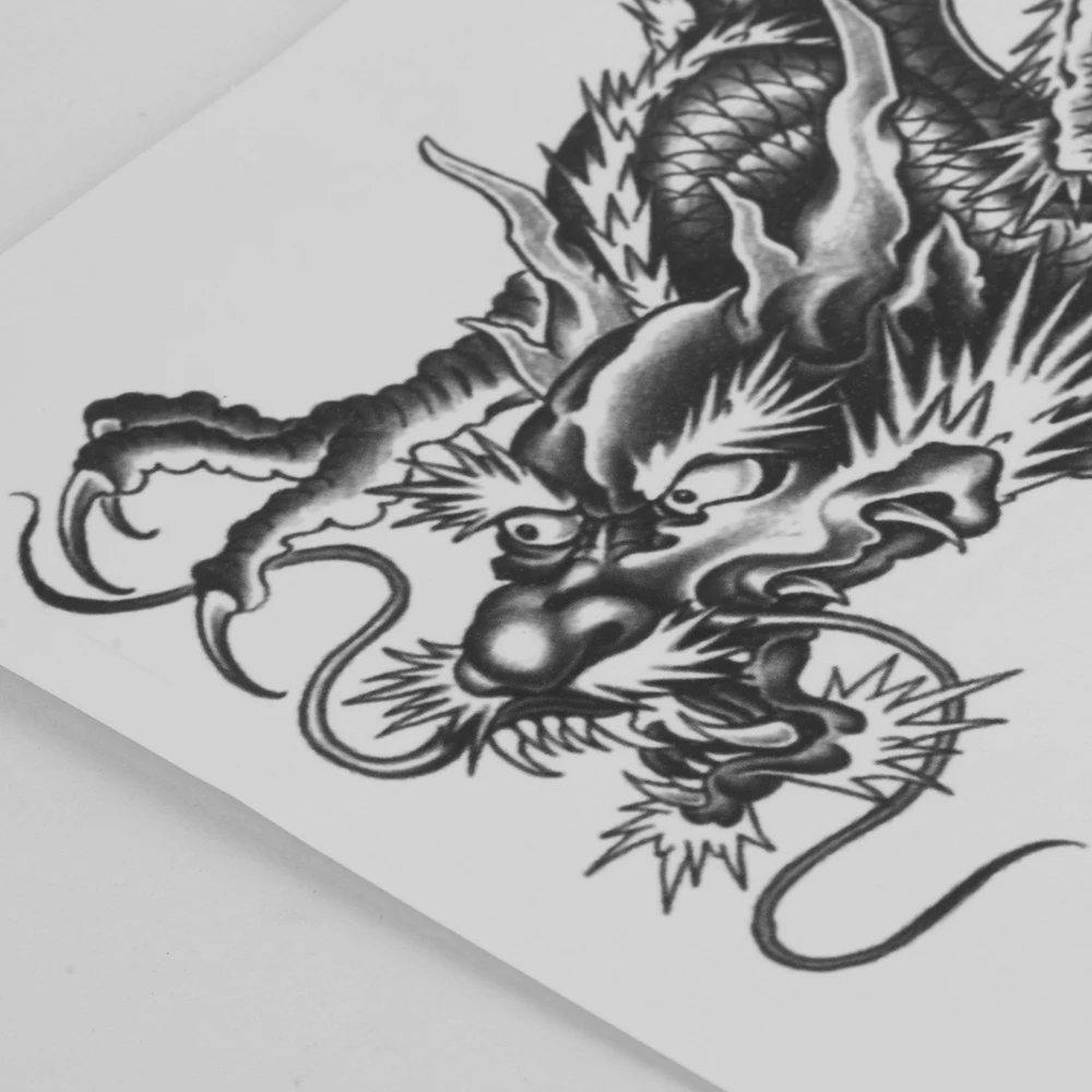 1 лист унисекс для женщин мужчин 3D Черный Дракон съемный водонепроницаемый временные татуировки на руку, ногу боди-арт стикер