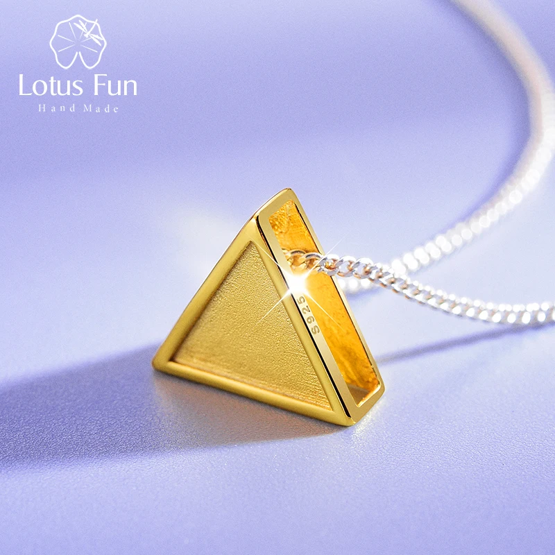 Lotus Fun реальные 925 серебро минимализм Стиль геометрический Треугольники Дизайн