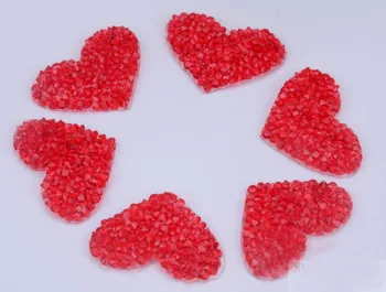 

25pcs/lot red heart hotfix rhinestone motif iron on transfer applique pathes for children women clothes decoration 3x4cm DIY