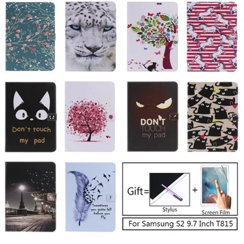 

Tab S2 9.7 inch Painted PU Leather Case For Samsung Galaxy Tab S2 9.7 T810 T815 Case Cover Tablet Cat Card Slots wallet Shell
