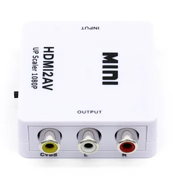 

2018 HDMI TO AV Scaler Adapter HD Video Converter Box HDMI to RCA AV/CVSB L/R Video 1080P HDMI2AV Support NTSC PAL Wholesale