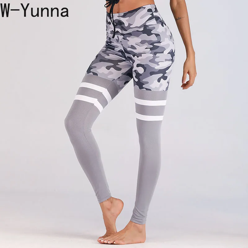 W-Yunna S-XL 2 цвета повседневные пуш-ап леггинсы женские полиэстер дышащие тренировочные Джеггинсы Женские Модные Полосатые Печатные Брюки