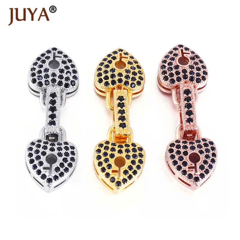 Складные застежки в форме сердца из черного циркона для рукоделия|jewelry fasteners|diy
