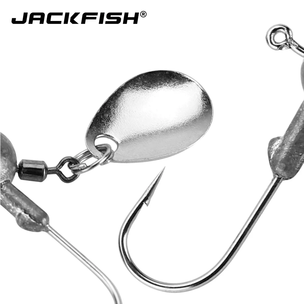 JACKFISH 2 г/4 г, 5 шт./партия, свинцовая Мормышка, крючок с металлической Спиннер, ложка с блестками, шум для мягкой приманки, приманка "Червь", снасти, аксессуары