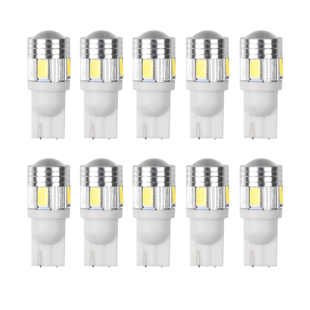 10 шт./компл. T10 W5W 168 194 6SMD 5630 светодиодный супер белый автомобиль боковые лампочки Canbus Error Free 12V для unversail автомобиля