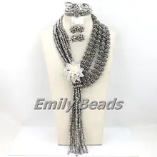 Сказочный большой костюм Африканский комплект ювелирных изделий Нигерии Свадебные Бусины комплект с украшением в виде кристаллов Бусины изделия Новая aej829