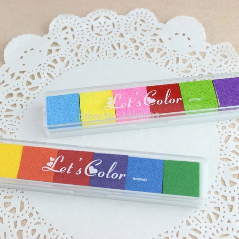 

6 Colors Inkpad Long Rainbow Paints Stamp Ink Pad DIY Scrapbooking Candy Stamp Inkpad Paint Fingerprints Colorful Funny Decorati