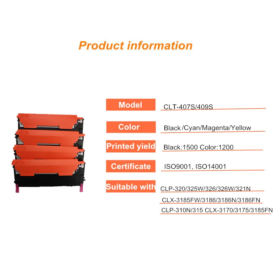 Совместимость CLT-407S clt-k407S K407S 407s k409s 409s тонер-картридж для samsung CLP-320 CLP-325W CLX-3185FW CLP-310N CLX-3170