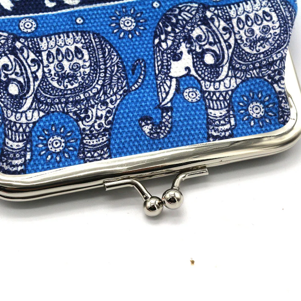 Модный женский холщовый кошелек со слоном, кошелек с цветами, клатч, сумочка для монет, сумка для ключей