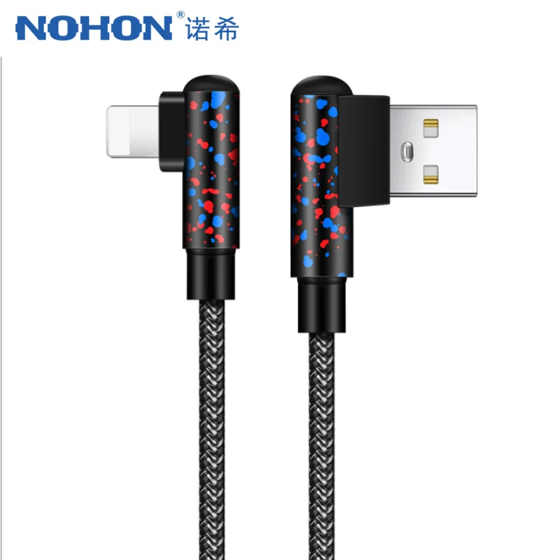 Kopen NOHON Nylon L Vorm Snel Opladen Kabels 8 Pin Voor iPhone X 8 7 6 s 5 s Plus Voor iPad Mini IOS 8 9 10 11 Verlichting Charger Cable 1 m
