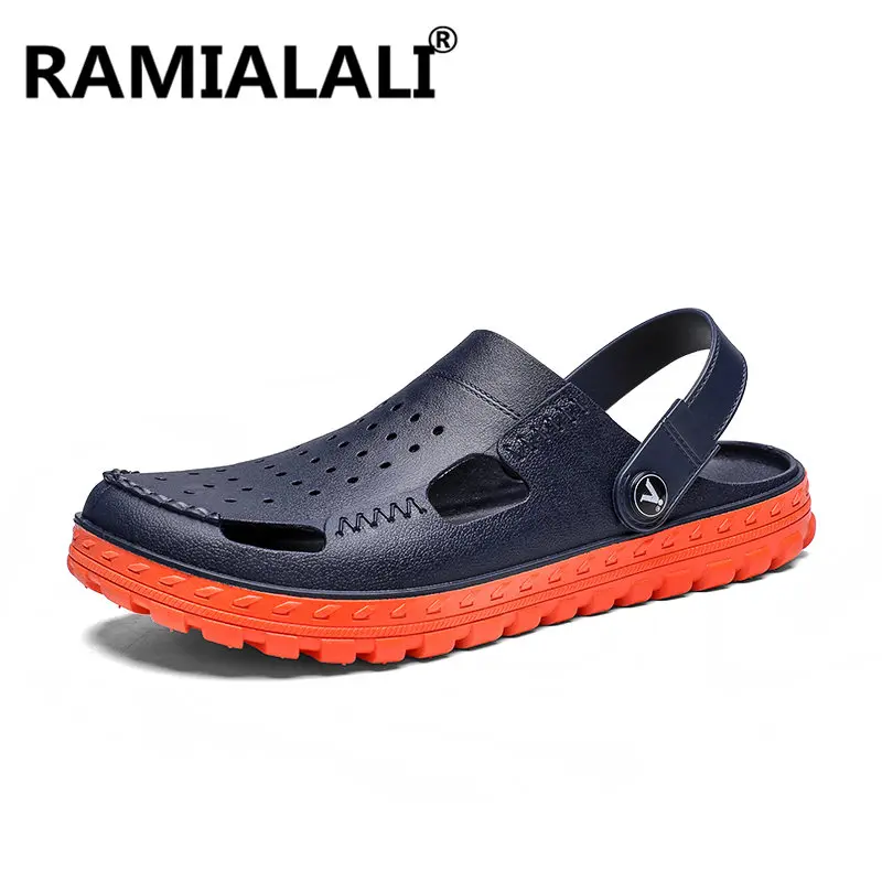 Men Beach Sandals Jelly Shoes Sandalias Hombre Hollow Slippers Slip On