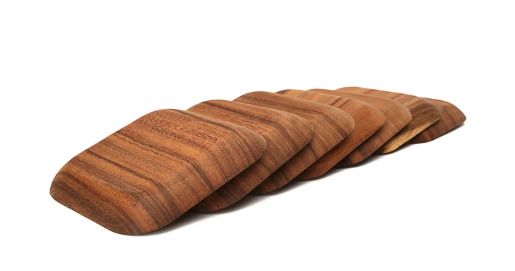 Set of 2 Square Wooden Plates High Quality Acacia Wood Dishes Serving Trays Premium Hardwood Dishes  Plates Dinnerware (4)