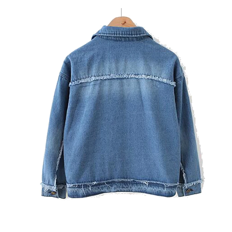 Greatest  Large size 5XL 2018 Autumn Winter Women Denim Jacket Long Sleeve Short Jeans Coat For Women Burrs B