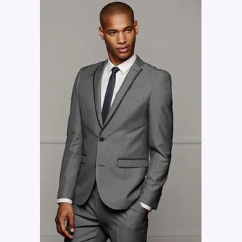 

2018 Slim Fit Grey Luxury Male Mens Suits Blazer Wedding Suit Groom Tuxedo For men Business gray smoking dress Jacket+Pants