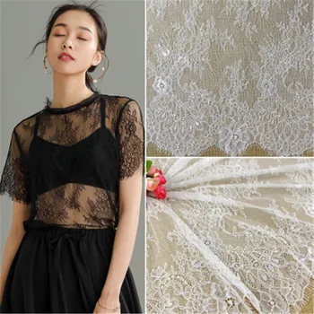 

1 piece 100% black polyester vine lace embroidered French lace fabric suitable for sewing crafts