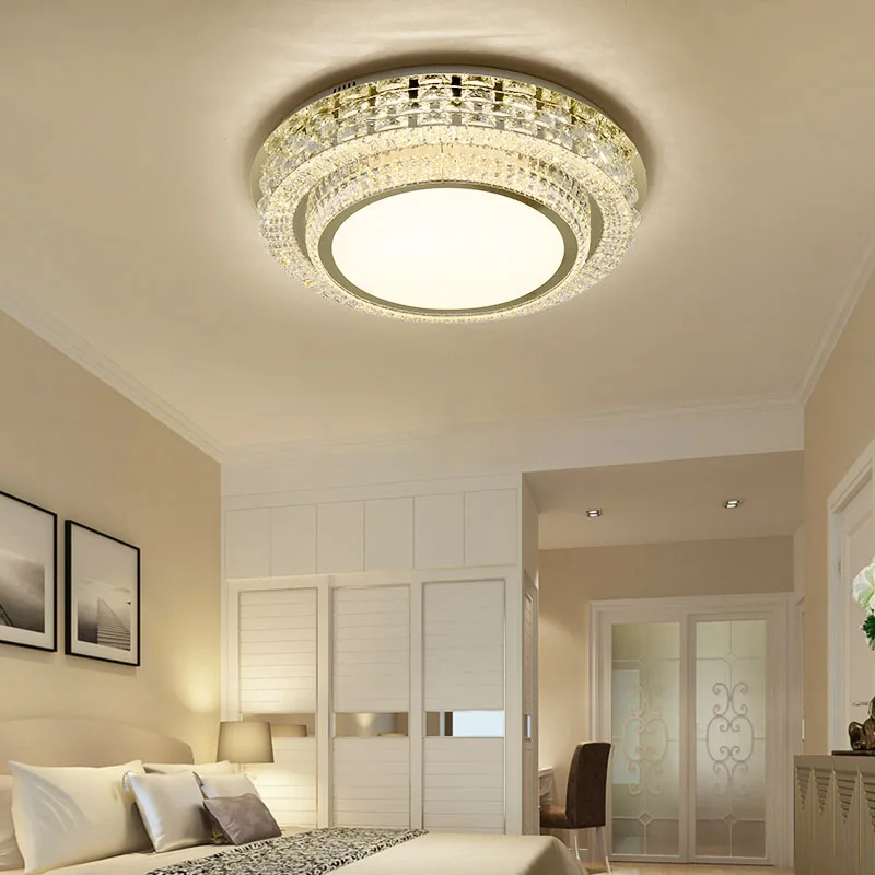 

Crystal Light Living Room Light Simple Modern Atmosphere Creative Luxury Round Restaurant Light Master Bedroom LED Ceiling Light