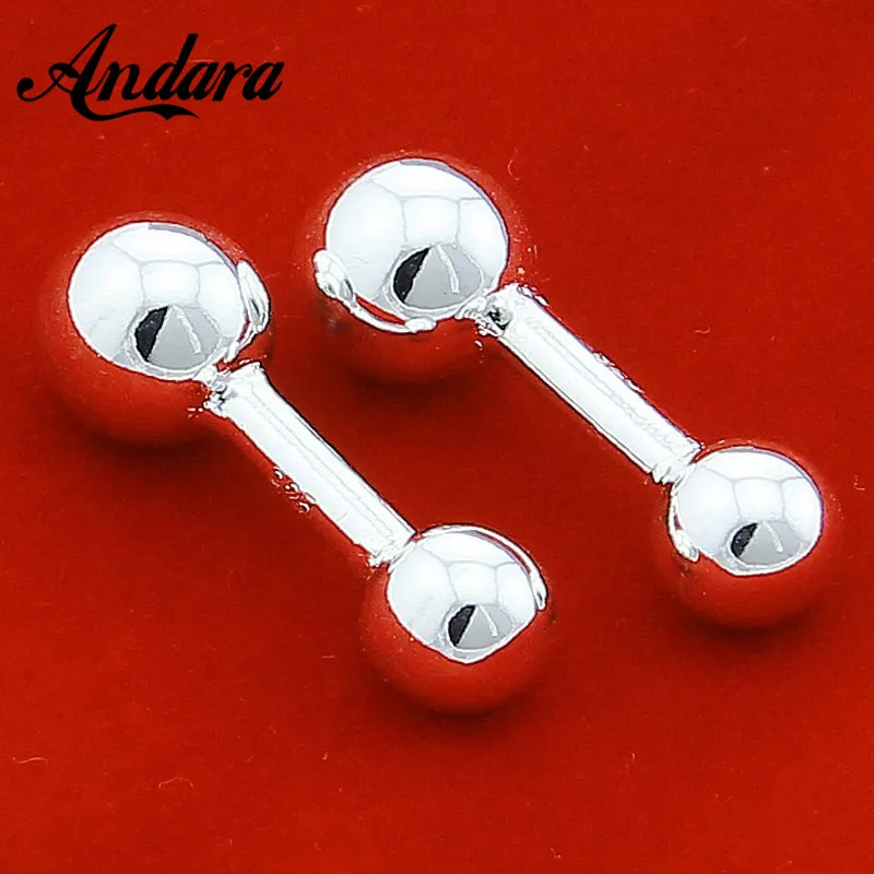 Silver Round Ball Shirt Cufflinks 925 Silver Color Cufflink Fashion Jewelry Women Man Gift