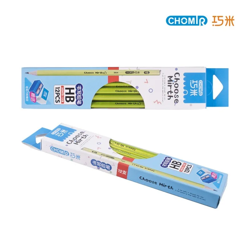 

Qiao Mi 3004TD Triangle Green Fluorescent Dipped Pencil HB Imported Elm Student Equipment 12/Box