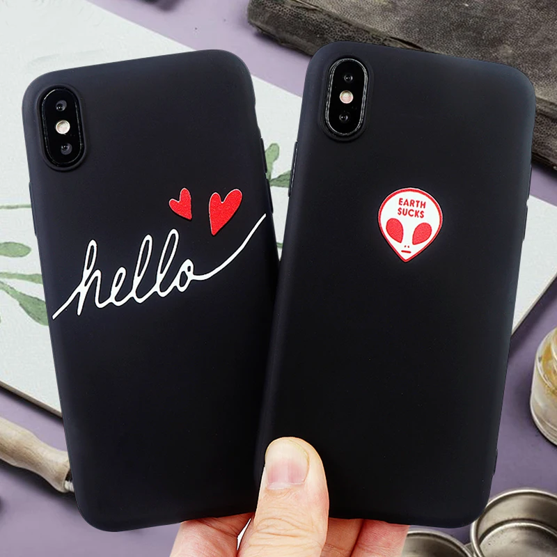 

Fashion Phone Cases for iPhone X XS MAX XR 6 s 7 8 Plus Fitted Case Hello Earth Heart Soft Silicone Cell Phone Cover Accessories