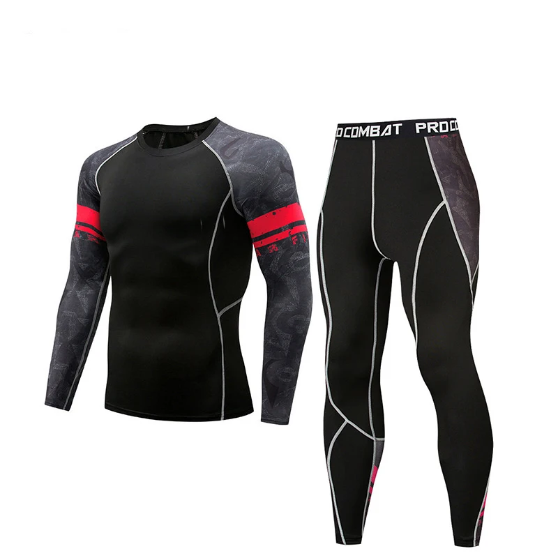 

Men's sportswear sports suit fitness jogging suit compression suit tights gym bodybuilding fitness skin track suit men's MMA
