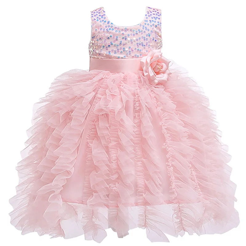 Летнее платье для маленьких девочек на День рождения; коллекция года; детское платье для крещения; платье принцессы на крестины; одежда для первого дня рождения