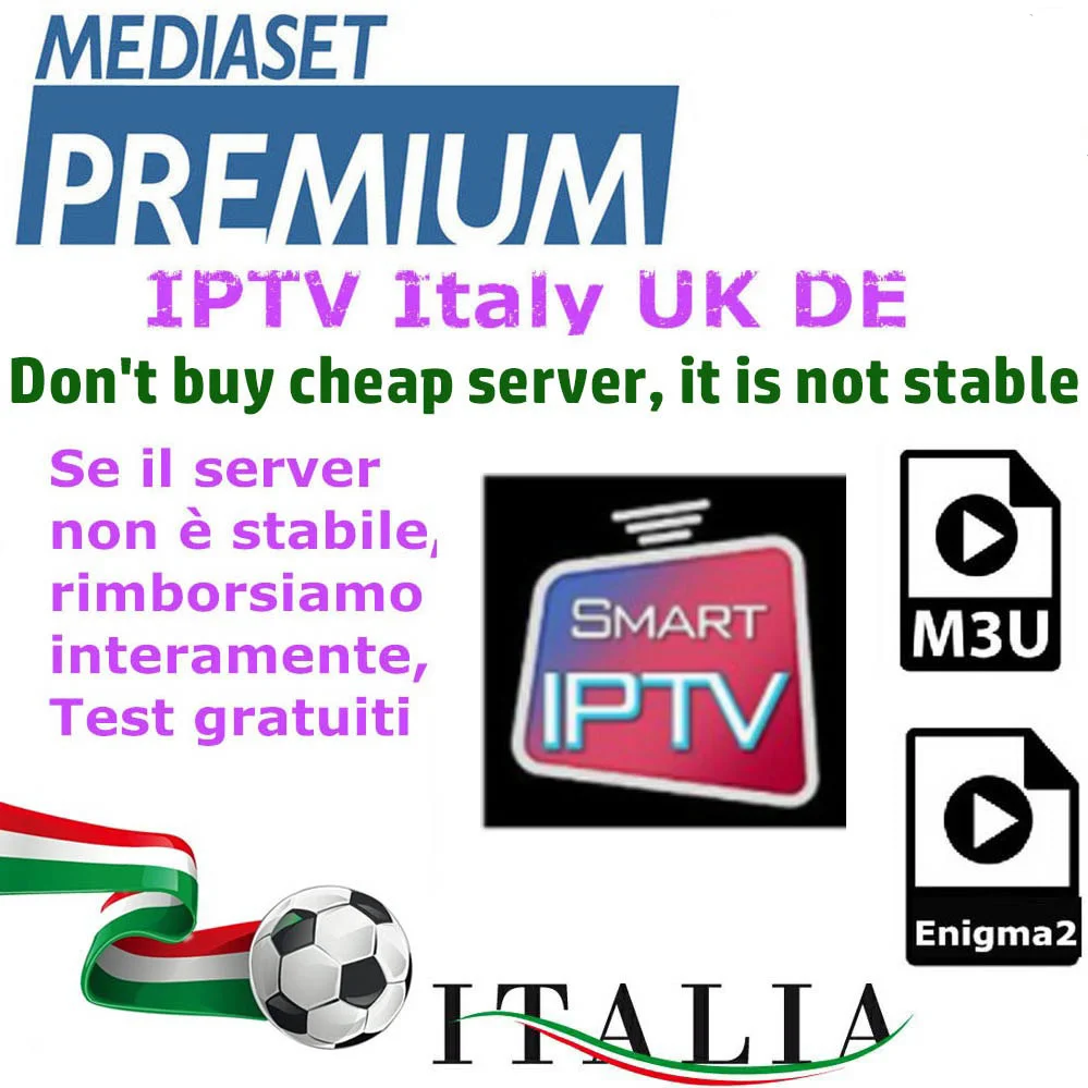 

iptv M3u Subscription iptv Italy UK German French Albania Mediaset Premium For Android Box Enigma2 Smart TV PC Linux