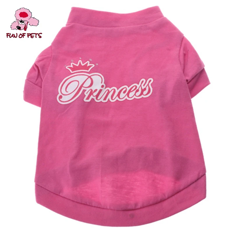 Футболка с рисунком маленькой принцессы для собак, розовая хлопковая одежда для собак, рубашки для домашних животных