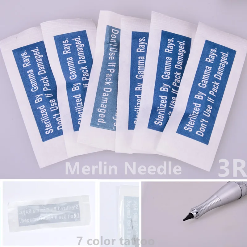 

100Pcs 3 Round Liner Permanent Makeup Needles With 100 pcs Needle Caps For Touch MERLIN Machine Tattoo Needles Supply