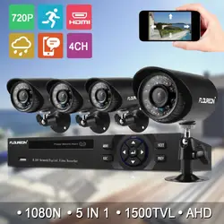 Floureon 1 X 4CH 1080N 5IN 1 AHD DVR + 4 X Открытый водонепроницаемый 1500TVL 1.0MP ИК-Пуля безопасности Камера комплект приборов безопасности DVR