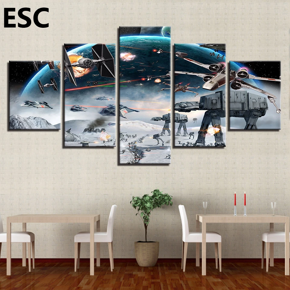 

5 Panels Canvas Painting starry sky Rick Poster Wall Art Painting Modern Home Decor Picture For Living Room Framework