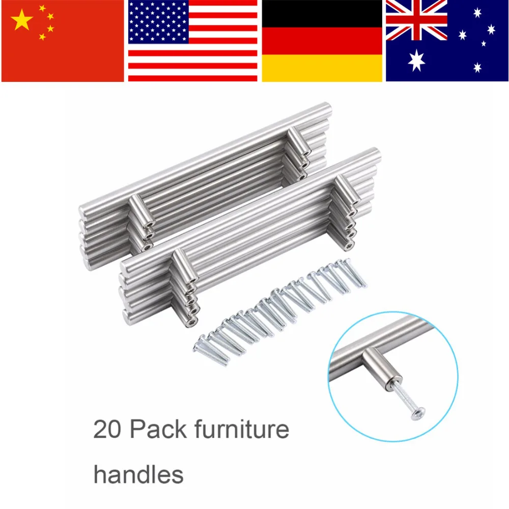 20pcs Home Furniture Handles Kitchen Cabinet T Pulls Handles Knobs