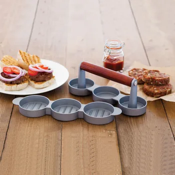 

New Mini Hamburger Presses Nonstick 3 Slot Mini Burger Press Triple Beef Burger Maker Mould Metal Cooking Tool Black Handle