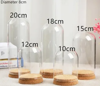 

Diameter 8cm Glass Dome Covers with Cork Base for DIY Doll Specimen Small Crafts Display Box