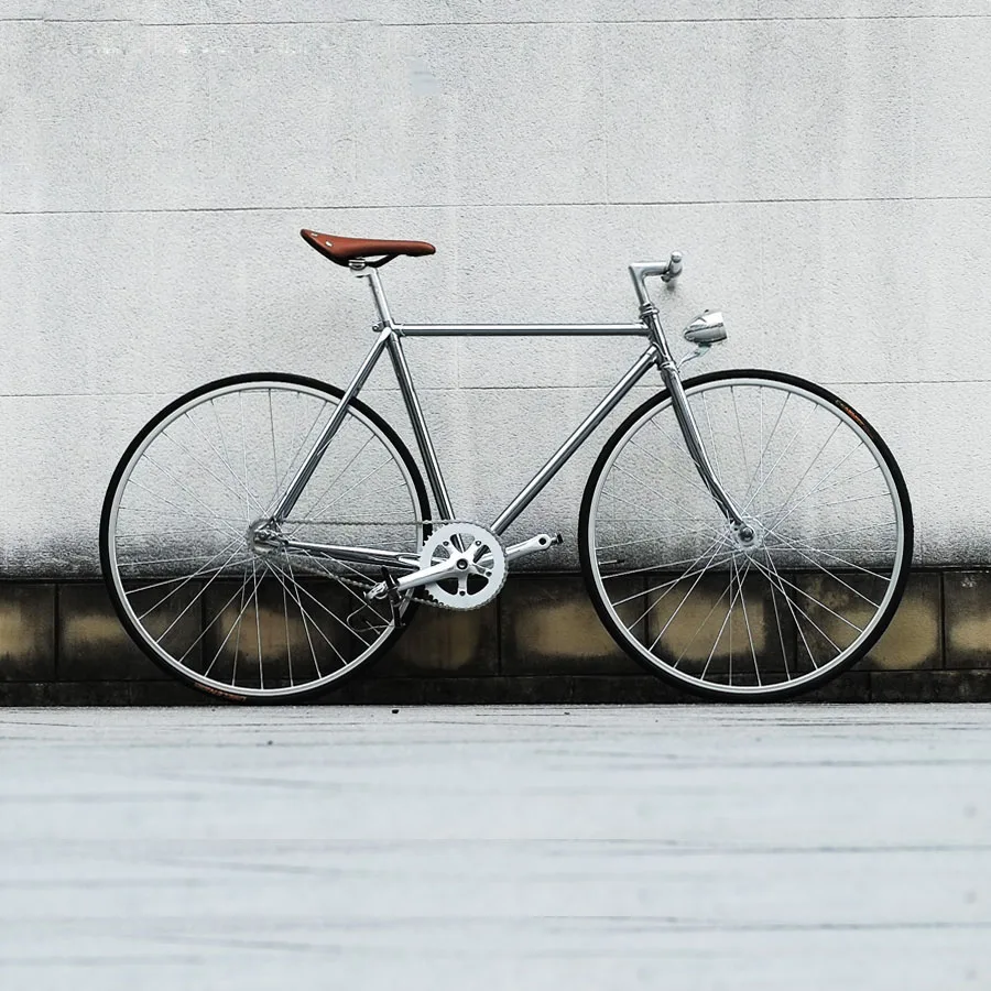 Flash Deal 700C bicycle frame 52cm sliver plating  fixie bike frame road bicycle frame plated steel frame with fork 1