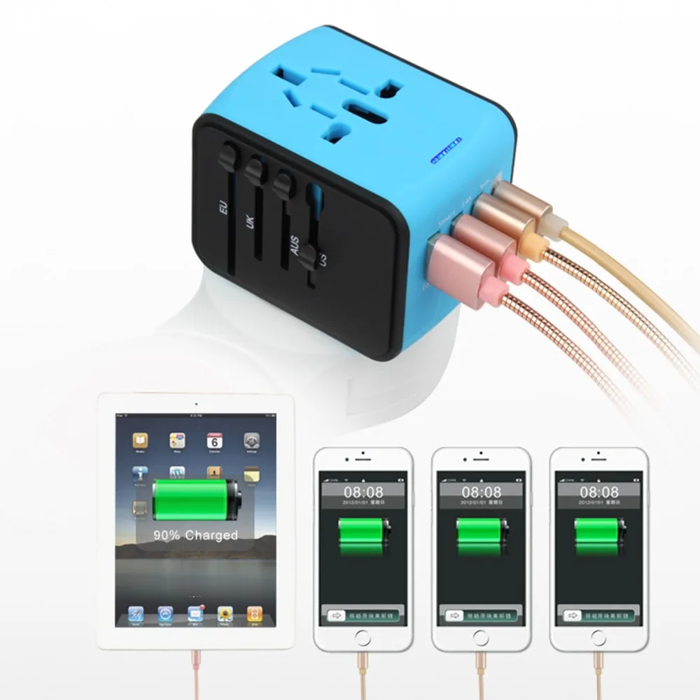 SOONHUA Universal Adapter 5V 2.4A 4 USB Charger Smart IC Chip Safety Shutters Fuse With LED Power Indicator For Phone Tablet PC
SOONHUA Universal Adapter 5V 2.4A 4 USB Charger Smart IC Chip Safety Shutters Fuse With LED Power Indicator For Phone Tablet PC