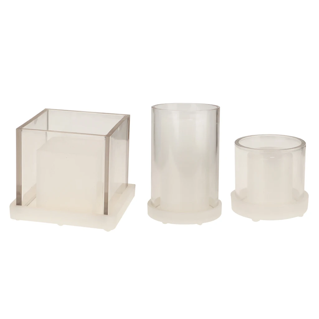 Unique Designs Hollow Cube Cylinder Shaped Candle Making Beautiful Mold Mould Aromatherapy Candle DIY Tool