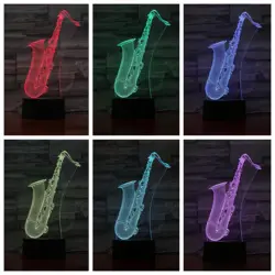 Саксофон настольная лампа прикроватная многоцветный RGB для мальчиков Дети Детские подарки музыкальный инструмент атмосферу Usb