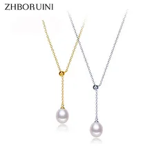 Жемчуг бренда "zhboruini", ожерелье, ювелирные изделия из жемчуга, натуральный пресноводный жемчуг, регулируемая подвеска, 925 пробы, серебряные ювелирные изделия для женщин, подарок