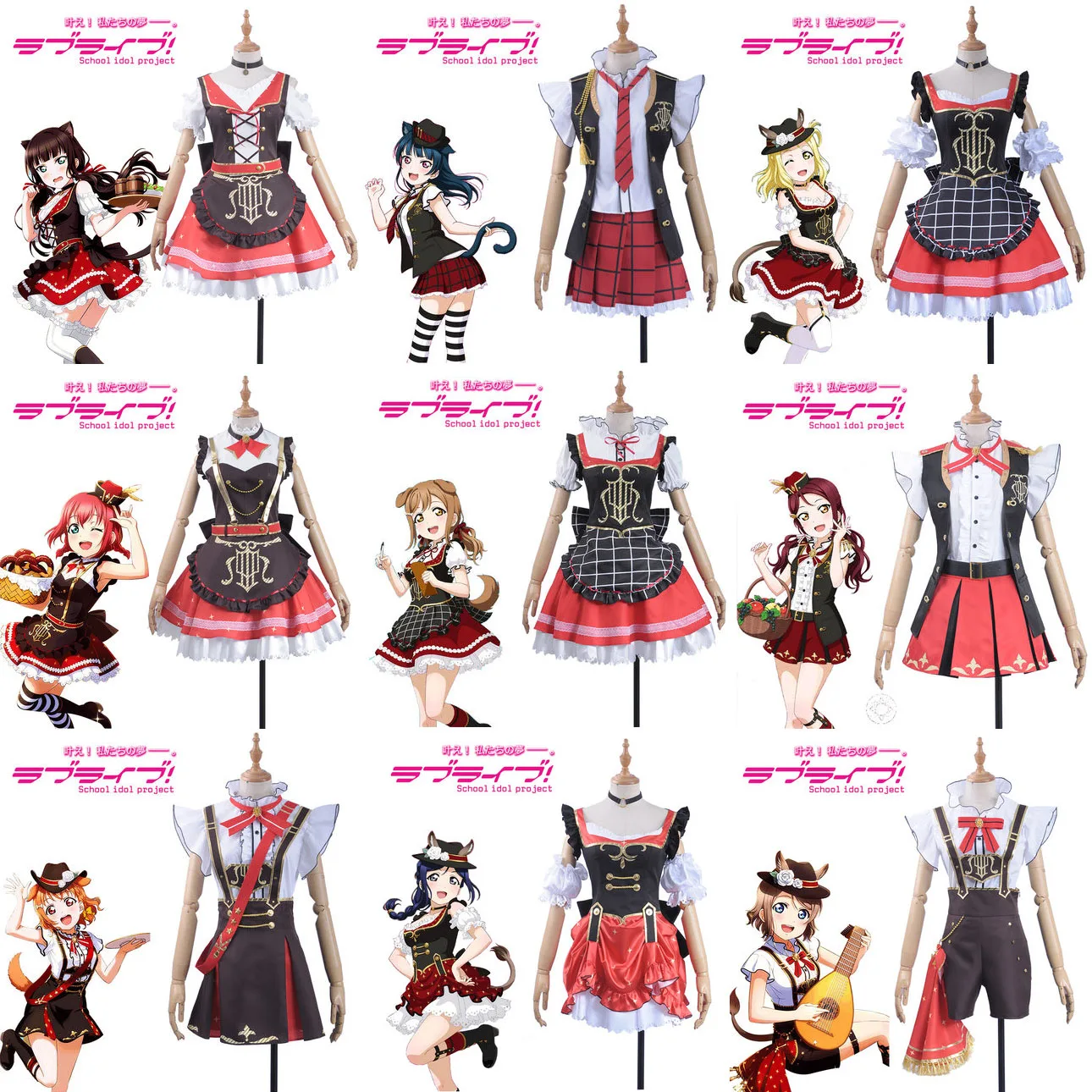 Косплей костюм всех участников аниме Lovelive Sunshine! Aqours Ruby Dia Kunan Мари Рико музыка