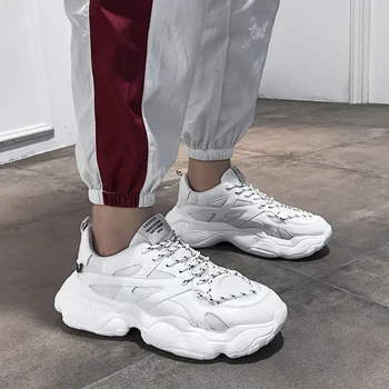 

2019 New Men Casual Shoes Chunky Sneakers Height Platform Mens Shoes Male Adult Lace Up Zapatos De Hombre chaussure homme K5-43